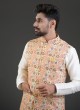 Multi Color Embroidered Nehru Jacket For Men
